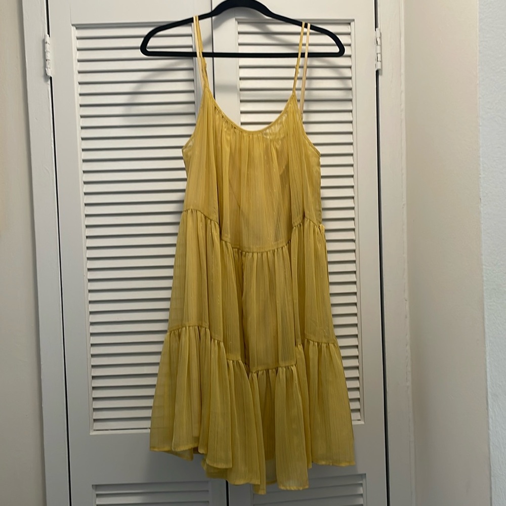 Yellow Mini Swing Dress with gold details